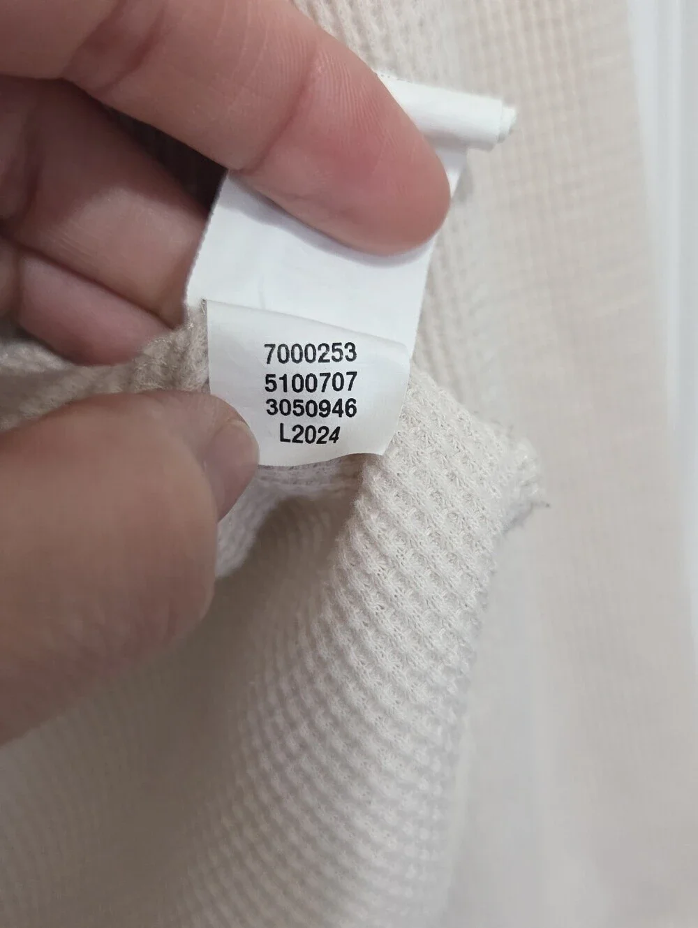 Children's Place Waffle Knit Cotton Blend Henley Long Sleeve Cream Top Size XXL